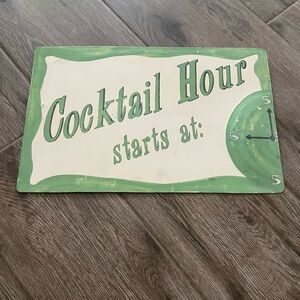 Green Cocktail Hour Starts At 5 Metal Sign